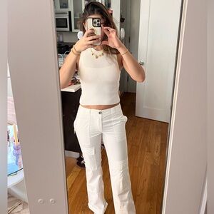 Free People White Cargo Pants